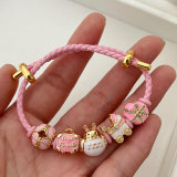 Pandora pink cat pendant bracelet