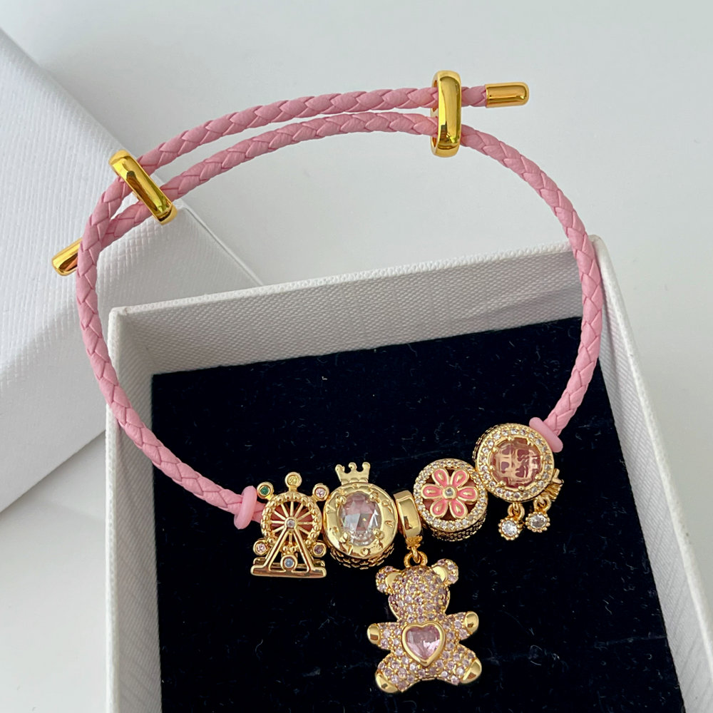 Pandora bear charm pendant bracelet