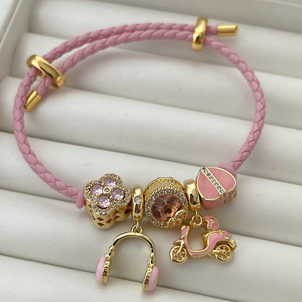 Pandora pink bicycle pendant bracelet