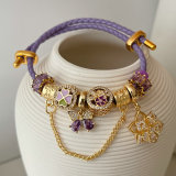 Pandora purple flower pendant bracelet