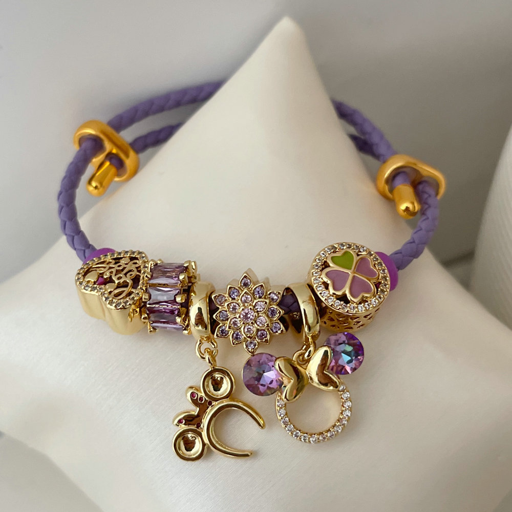 Pandora purple heart pendant bracelet