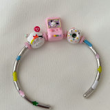 Pandora pink cat pendant bracelet