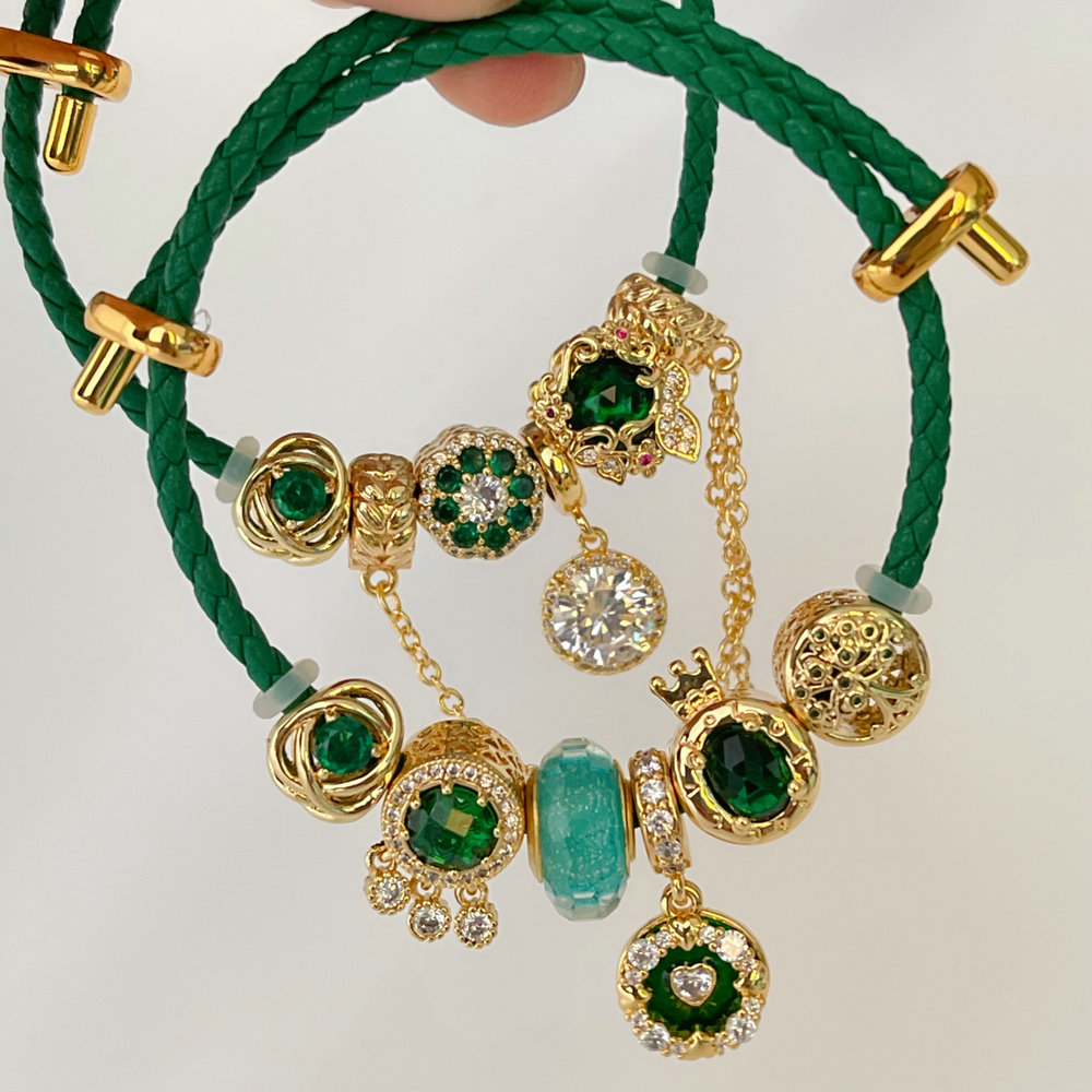 Pandora green pendant bracelet
