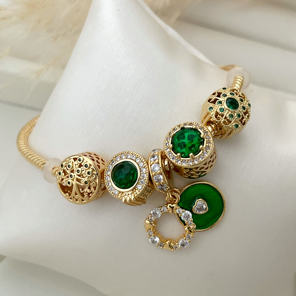 Pandora green stone pendant bracelet
