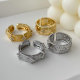 Metal zircon flower ring