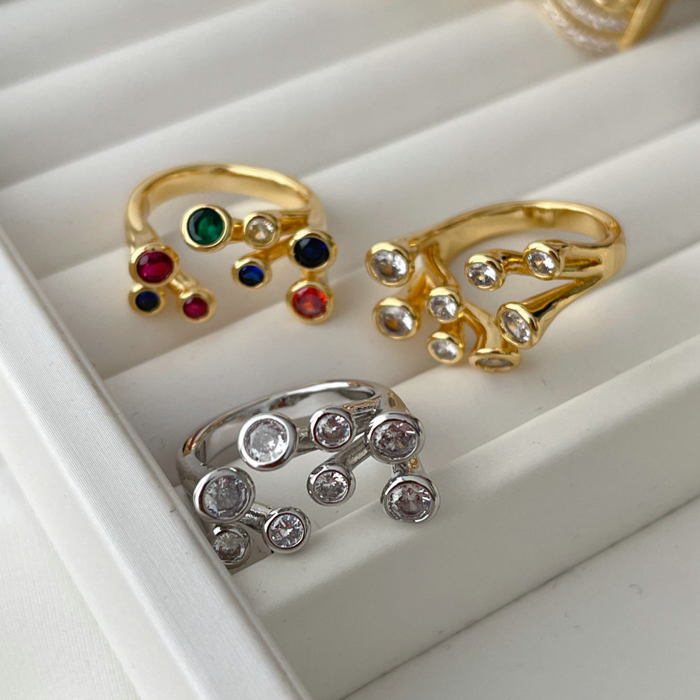 Pave zircon flower ring