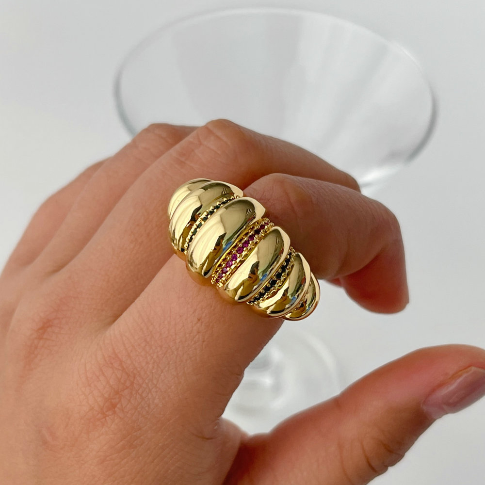 Pave zircon colorful ring