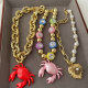 Crab pendant chunky necklace