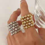 Pave zircon chunky ball ring