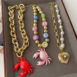 Crab pendant chunky necklace