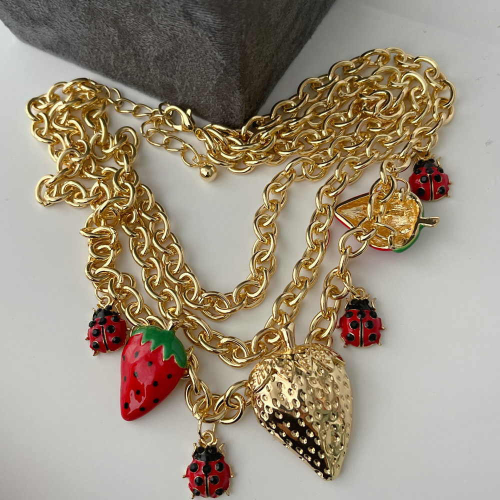 Chunky chain cherry necklace