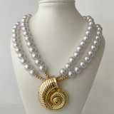 Glass pearl shell necklace