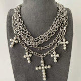 Chunky chain cross charm necklace