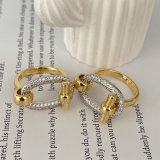 Pave zircon two tone ring