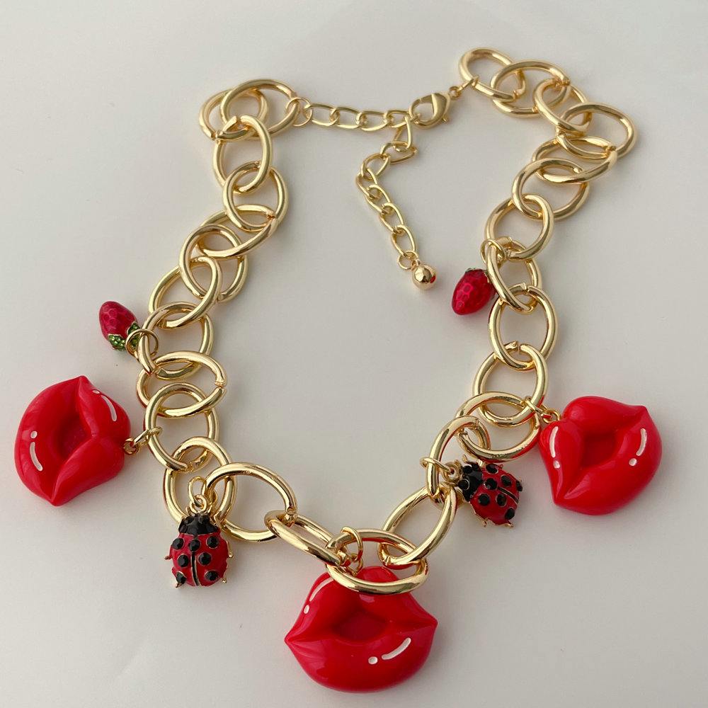 Lip charm necklace