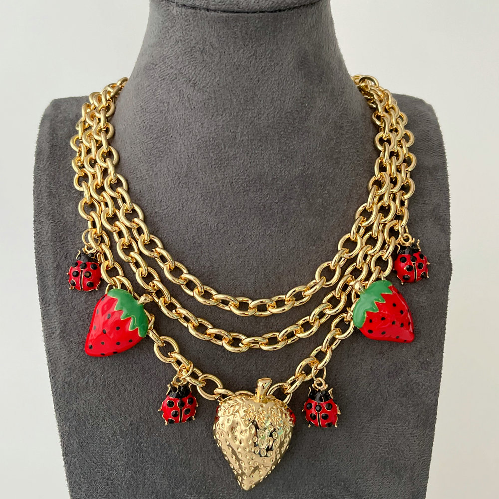 Chunky chain cherry necklace