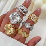 Pave zircon flower ring