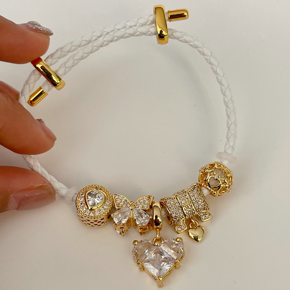 Pandora white heart pendant bracelet