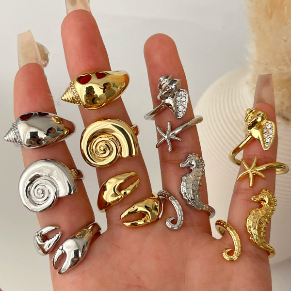 Summer collection snail star ring