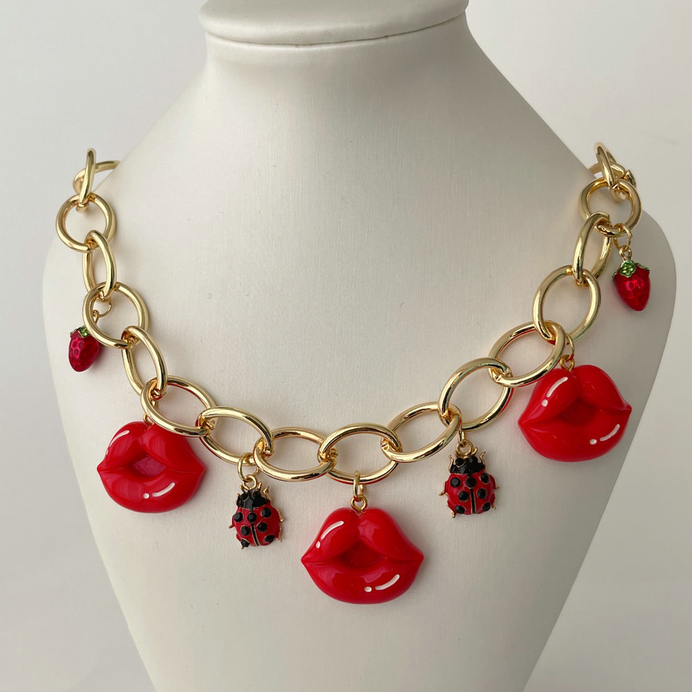 Lip charm necklace