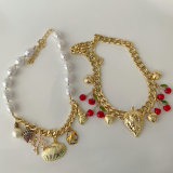 Chunky cherry charm necklace