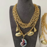 Chunky chain sea charm necklace