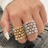 Pave zircon chunky ball ring
