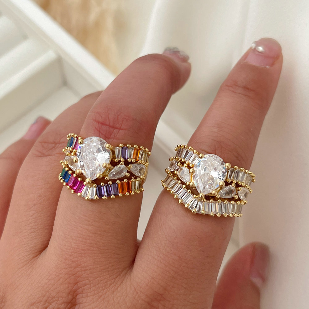 Pave zircon colorful ring