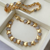 Pave zircon two tone heart bracelet
