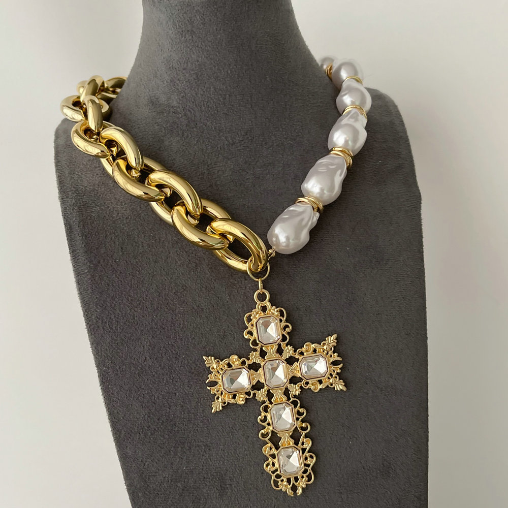 Acrylic necklace with cross pendant
