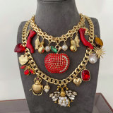 Chunky bee apple pendant necklace