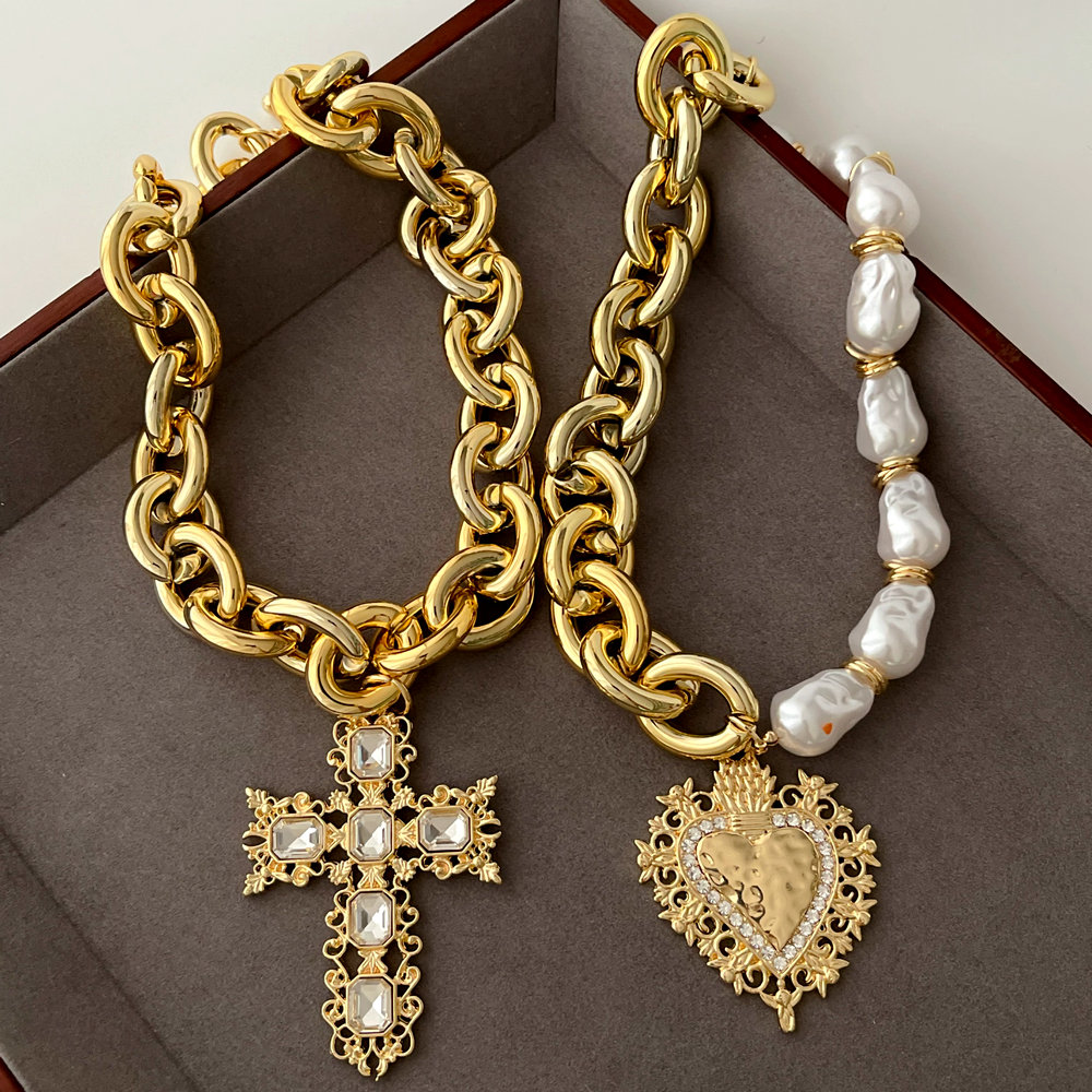 Acrylic necklace with cross pendant