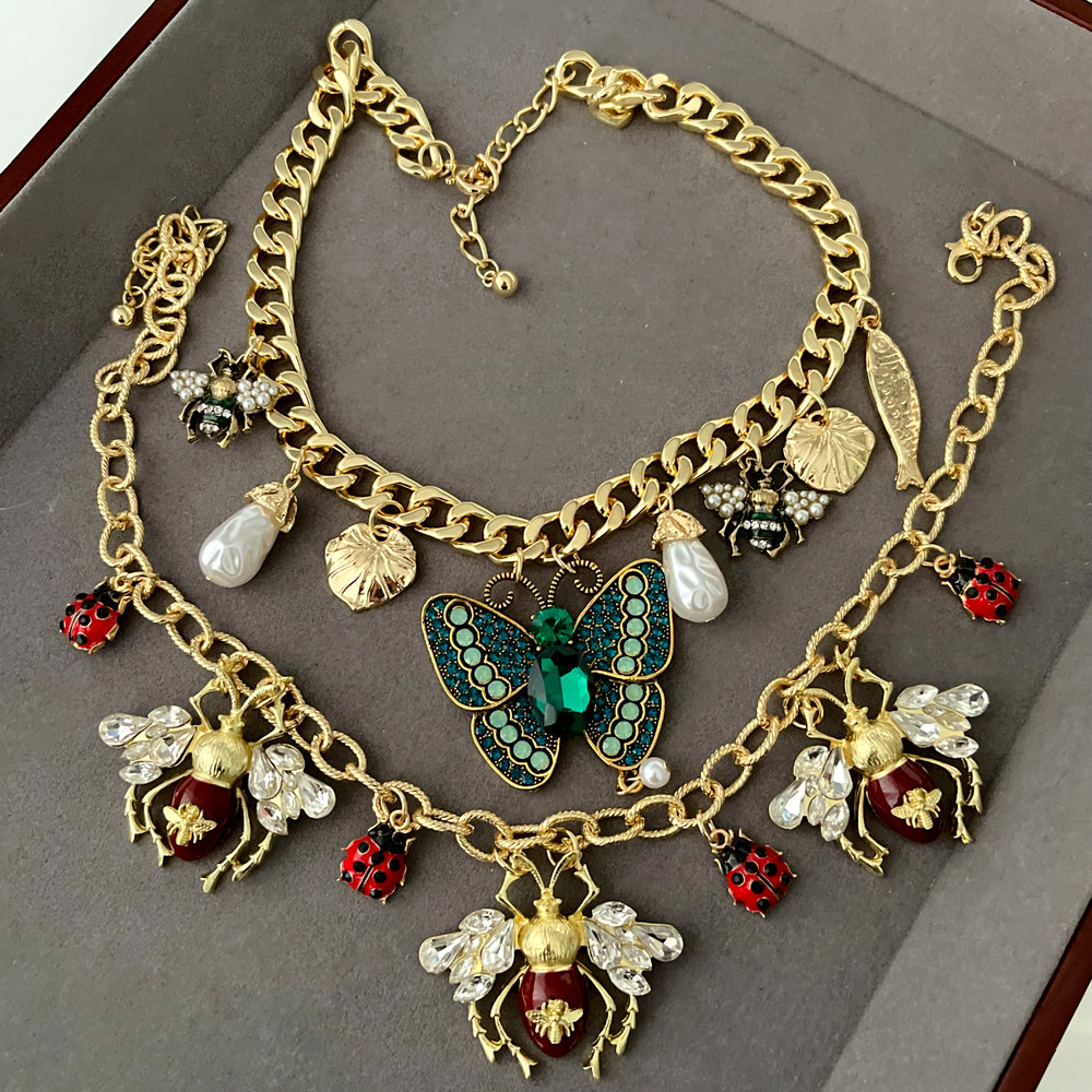 Bee charm necklace