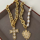 Acrylic necklace with cross pendant
