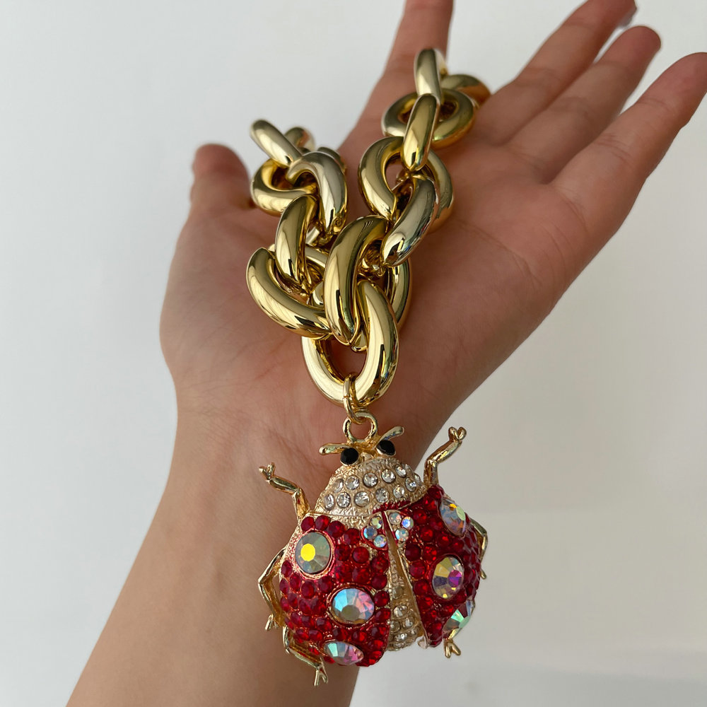 Acrylic necklace with ladybug pendant