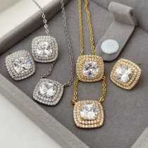Pave zircon square jewerly