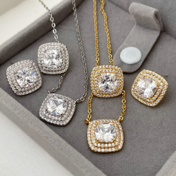Pave zircon square jewerly