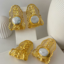 Chunky fresh water pearl flower earrings
