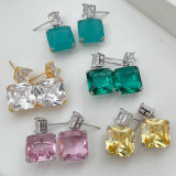 Pave zircon square earrings