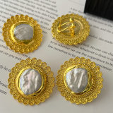 Fresh water pearl sunflower earrings