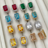 Pave zircon square earrings