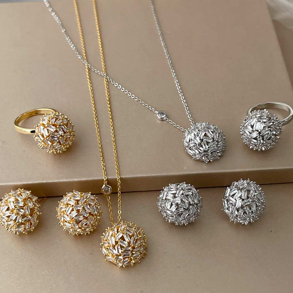 Pave zircon ball set