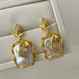 Leaf fresh water pearl earrings