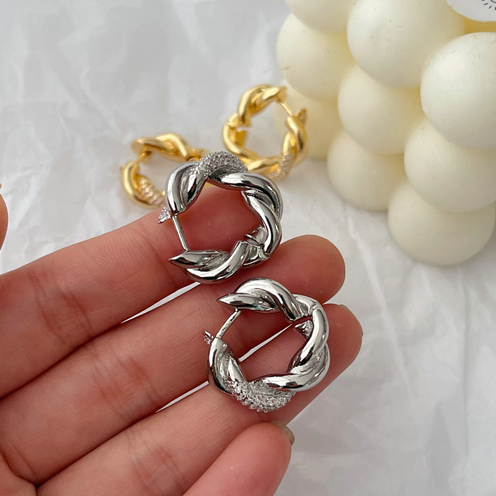 Pave twist earrings