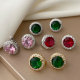 Pave zircon round shape earrings