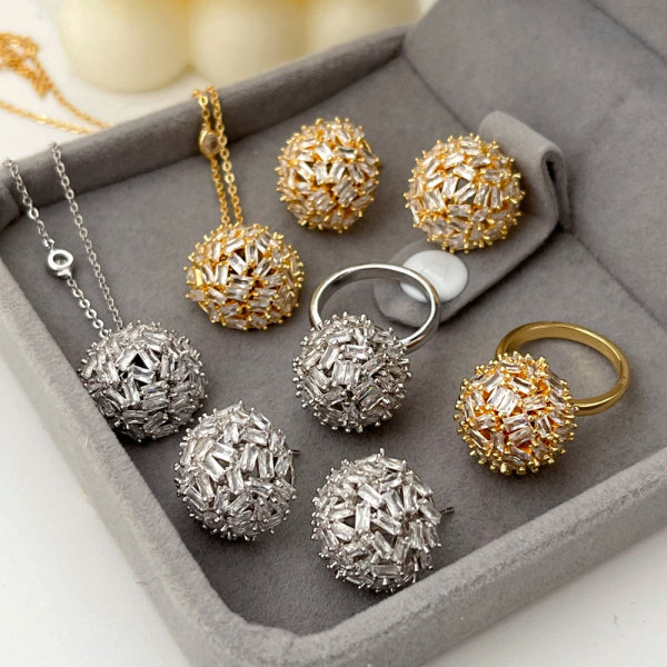 Pave zircon ball set