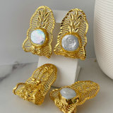 Chunky fresh water pearl flower earrings