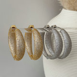 Pave zircon chunky fat earrings