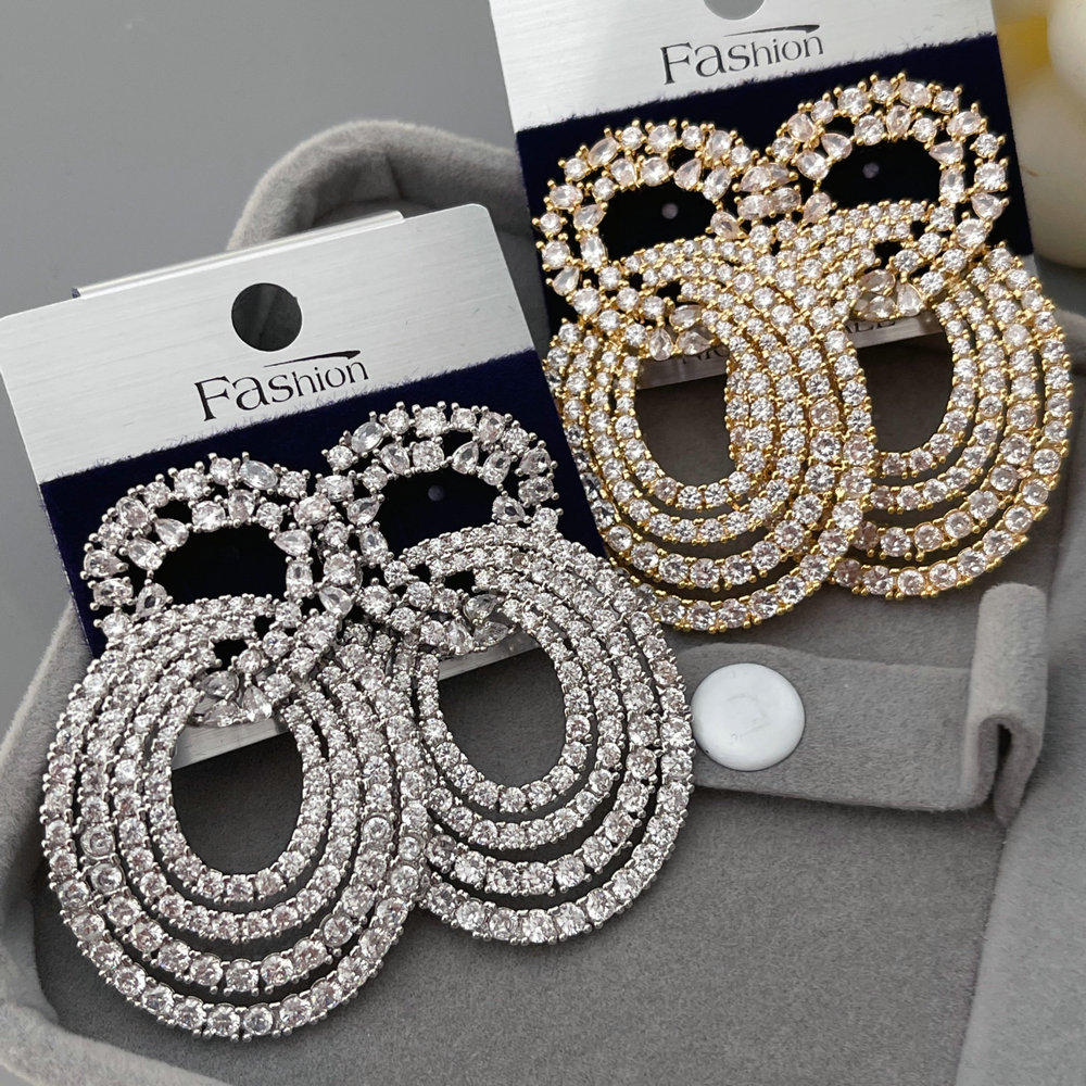 Pave zircon circle earrings