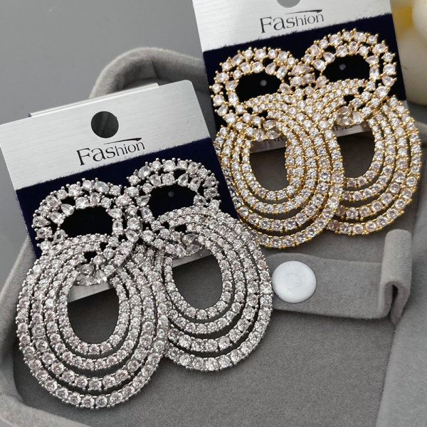 Pave zircon circle earrings